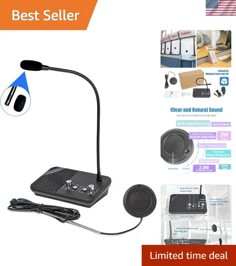 Wired Window Intercom System - Dual Way Talk for Business with Volume Control