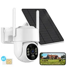 4G Rechargeable Battery PTZ CAMERA with 64GB Memory Card 4MP Dome Solar Camera C