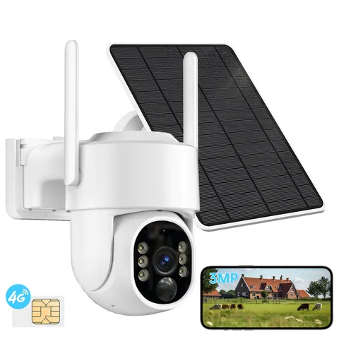 4G Rechargeable Battery PTZ CAMERA with 64GB Memory Card 4MP Dome Solar Camera C