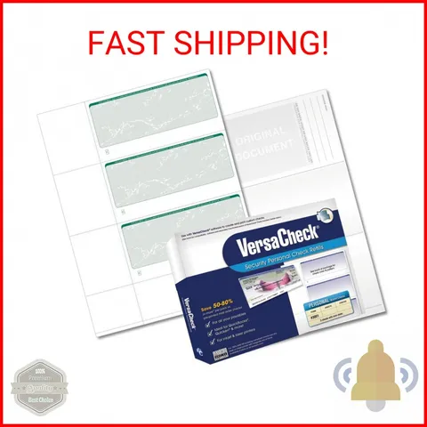 VersaCheck Secure Checks - 750 Blank Business or Personal Wallet Checks - Green