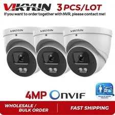 3 Pack Vikylin 4MP POE Camera Onvif Outdoor Indoor IR 30M Audio Wired IVS CCTV