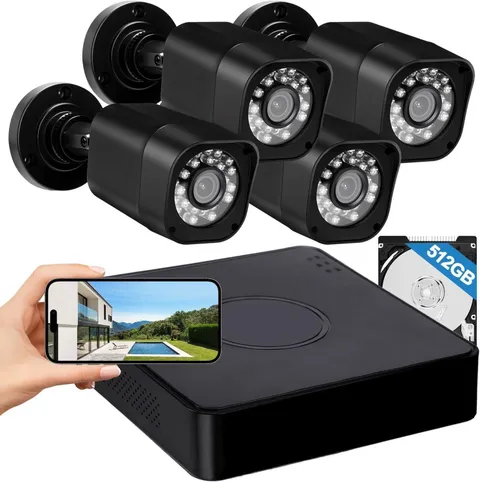 AIWIXEN 4CH 1080P Wired Security Camera System 512GB DVR
