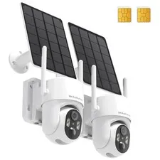 Solar Powered Cellular Security Camera 2K HD 2 Pack