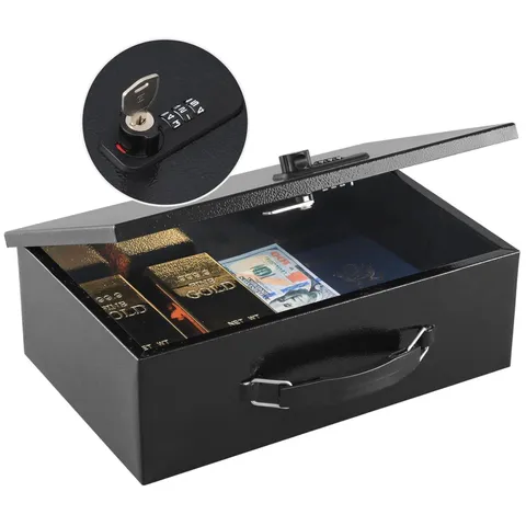 Fire Resistant Security Chest, Combination & Key Lock, Black