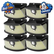 Aootek Solar Motion Sensor Lights Outdoor 120 LEDs, 6 Pack, Waterproof