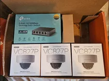 Alarm.com VC827P 4 Dome IP Cameras 1080p Wired Surveillance System PoE Switch