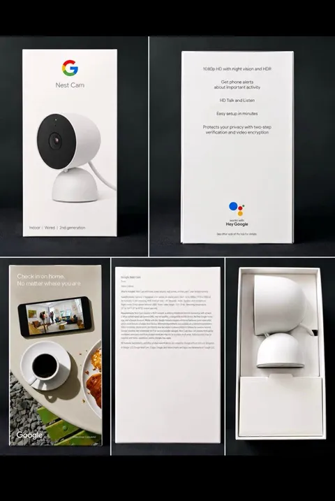 Google Nest Cam Indoor Wired 2nd Gen Wi-Fi 1080p Night Vision White