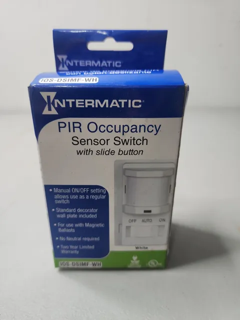 Intermatic IOS-DSIMF-WH Decorator PIR Occupancy Sensor with Slide On/Off Button