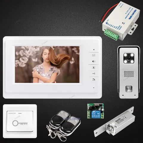 7inch Wired Video Door Intercom System Electric Lock Supported for Home Security