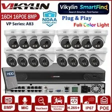 Vikylin Smartfind 16CH 16CH NVR Full Color 4K 8MP POE Security Camera System Lot