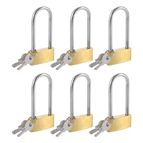 6Pcs Solid Brass Padlock with Key 1-1/4" Wide Body 1.9 Inch Long Shackle Lock