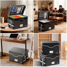 Fireproof Document Box with Lock, Heat Insulated - Black