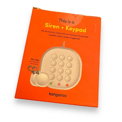 NEW Kangaroo Home Security Siren Keypad with 2 Roo Tags Surveillance White