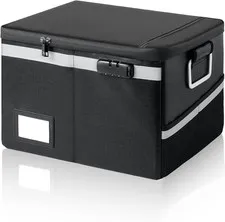 Fireproof Waterproof Document Box with Lock Collapsible Portable File Organizer