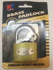 Padlock 3-Key Brass Cylinder 50mm Shackle Corrosion Resistant 