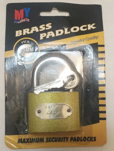 Padlock 3-Key Brass Cylinder 50mm Shackle Corrosion Resistant 