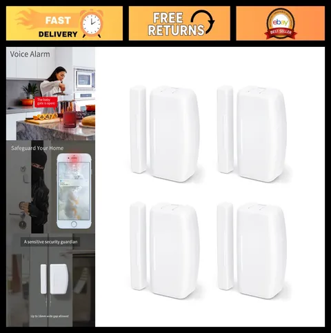 Zigbee Contact Sensor 4 Pack - Door & Window Monitor for Home Automation, Works