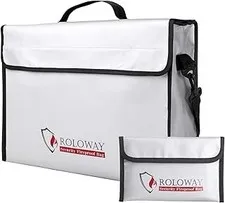 ROLOWAY Fireproof Document & Money Bags, Large Fireproof & Water Resistant Bag (