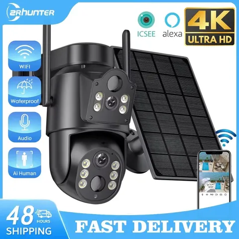 4K 8MP WIFI Solar Camera with 7800 Mah Battery Dual Lens Wireless PTZ Camera Col