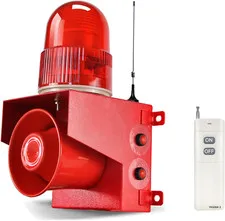 Wireless Emergency Strobe Siren Alarm Waterproof Outdoor Security Siren (120Db, 
