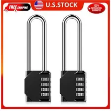 3.2 Inch Long Shackle 4 Digit Combination Padlock Resettable Outdoor Lock 2 Pack