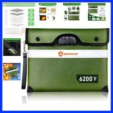 Upgraded 6200°F Fireproof Document Bag with Lock, Fire proof Money Bag for Ca...