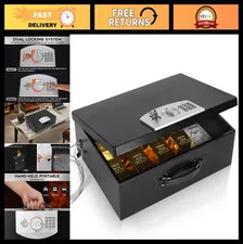 Fireproof Portable Metal Safe Box with Digital Lock - Secure Storage for Home, O