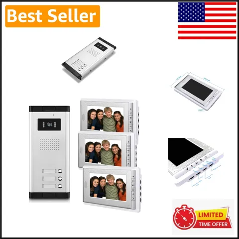 Elegant Wired Video Doorbell Kit: 3 Monitors, Indoor/Outdoor Use, Night Vision