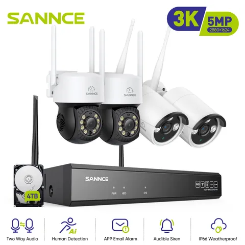 SANNCE 10CH NVR 5MP Wireless PT Security Camera System Two Way Audio AI Detect
