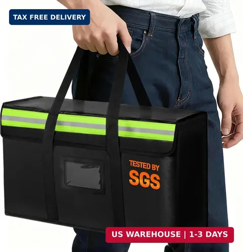 Large Fireproof Document Bags 15x12x6in, Fireproof Document Box for Cash, Photo