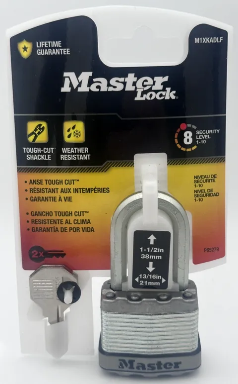 Master Lock M1XKADLF Security Level 8, 1-1/2" Shackle, 1-3/4" Width