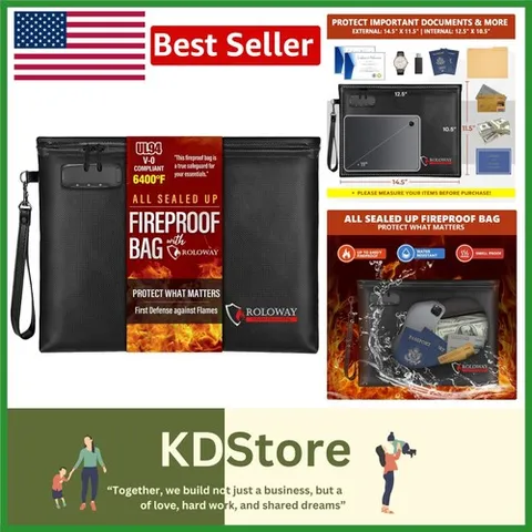 Travel-Ready Fireproof Document Bag 14.5x11.5'' - Secure and Elegant Design