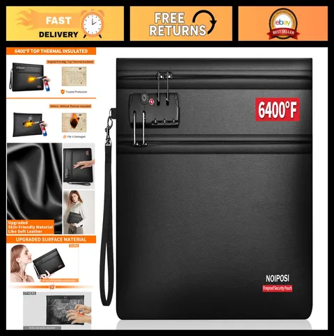 Fireproof Money Bag with Lock | 12-Layer Zipper Pouch for Cash, Passports & Valu