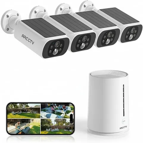 Solar Security Cameras Wireless Outdoor, 4 Cam-Kit, 4MP Solar Security Camera Wi