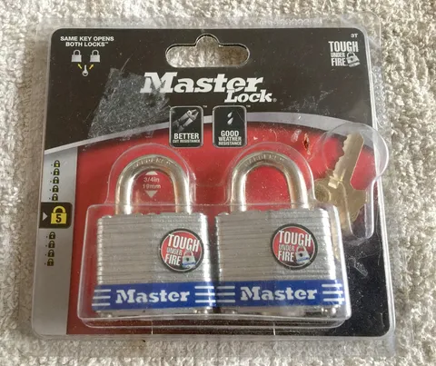 Master Lock 3T Padlock 2-Pack Keyed Alike 3/4" Shackle Tough Under Fire