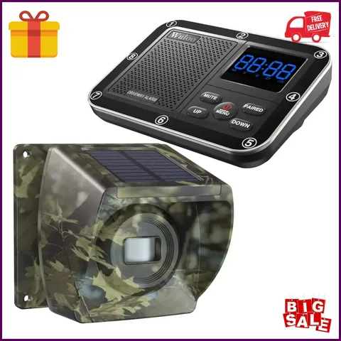 Solar Driveway Alarm Wireless 1800ft Range, Outdoor Motion Detector Weatherproof