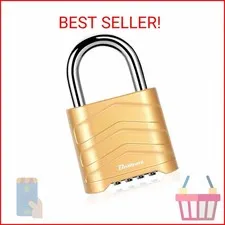 Combination Lock, 4 Digit Heavy Duty Padlock Metal Outdoor, Weatherproof Alloy L