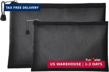 Fireproof Safe Money Document Bags - 2 Pack 13.4" x 9.8" and 10.6" x 6.7" Waterp