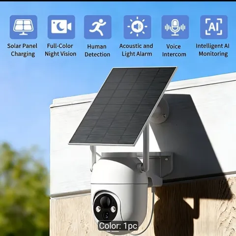 Outdoor Solar Security Camera 1080P WiFi PTZ 355° Full Color Night Vision AI...
