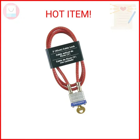 Master Lock 719D Steel Cable with Integrated Outdoor Padlock with Key, 1 Pack
