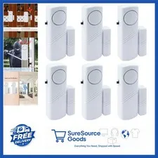 Door Window Alarm 90DB Wireless Sensor Burglar Alarm 6 Pack White