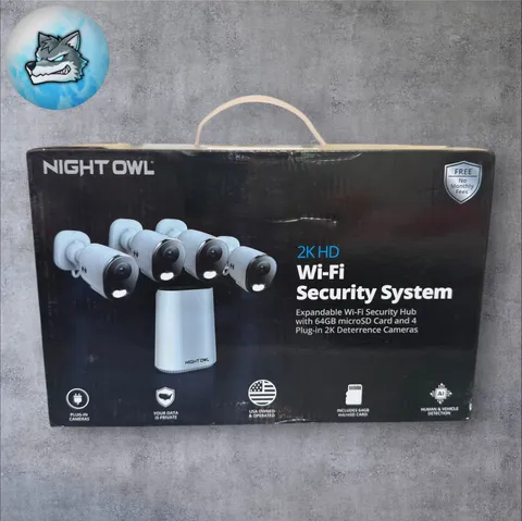 Night Owl 2K Wi‑Fi Recorder Security System 8‑Channel w/ 4 Cameras 64GB AI