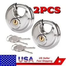 2 Pack Heavy Duty Round Padlock, Stainless Steel Weatherproof Locks