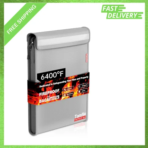 Fireproof Document Bag Waterproof Organizer, 15x11 Inches Gray, Fire Resistant