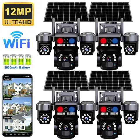 Solar Battery Powered Wireless WiFi Outdoor Pan/Tilt Home Security Camera System