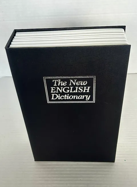 The New English Dictionary Faux Book Diversion Metal Safe with Key Lock Black