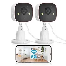 Jennov 2K WiFi Security Camera 2pcs Outdoor Camera, White & Black
