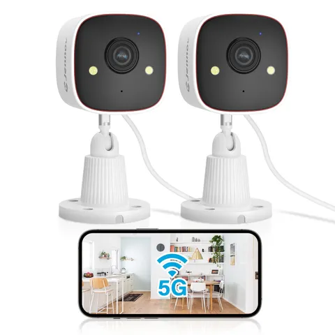 Jennov 2K WiFi Security Camera 2pcs Outdoor Camera, White & Black