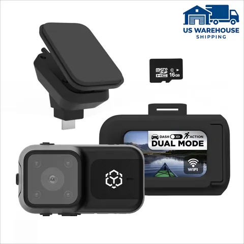 1080P Dash Cam Body Cam 2-in-1 Voice Control App Compatible 680mAh Battery