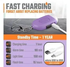 Personal Alarm Keychain for Women Self Defense - USB Rechargeable 130 dB Loud